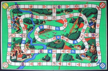 Abel-Klinger "Verkehrszeichenspiel" 1936 Traffic-Boardgame with 4 tincars in original box (9630)